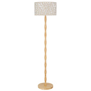 Cal Lighting Berwick 60in 1-Light Floor Lamp | Contemporary Light Oak Wood and Beige Fabric Shade | Bedroom & Living Room | Model EC-1024FL