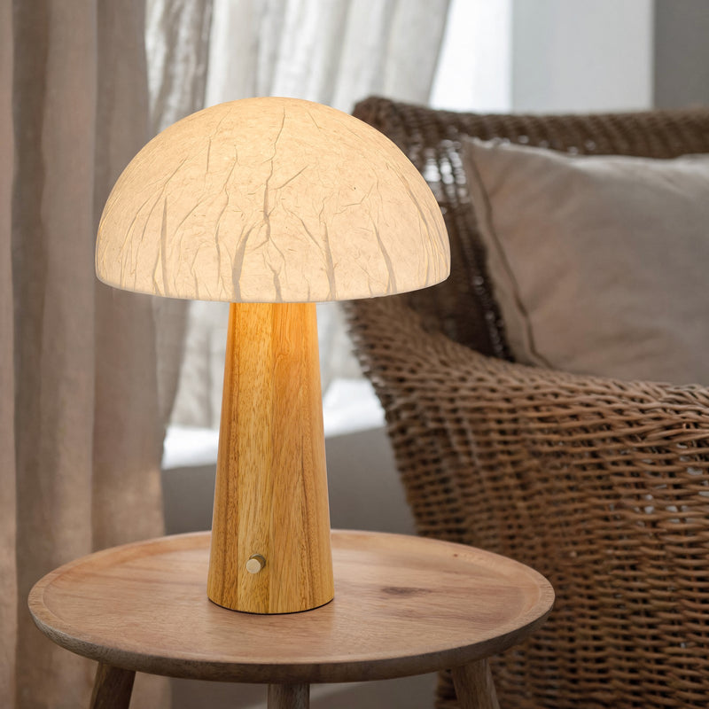 Cal Lighting Mogu 19.5in 1-Light Table Lamp | Modern Light Oak Wood and Paper Shade | Bedside & Office | 13.75 x 5.125 x 19.5 in | Model EC-1025TB