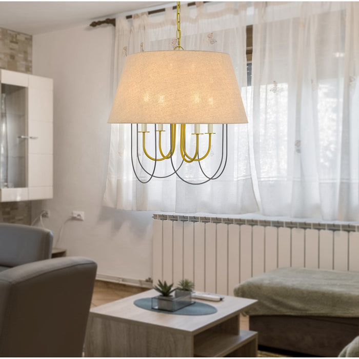 Cal Lighting Eupora 6 Lt Chand, Antique Brass/Black