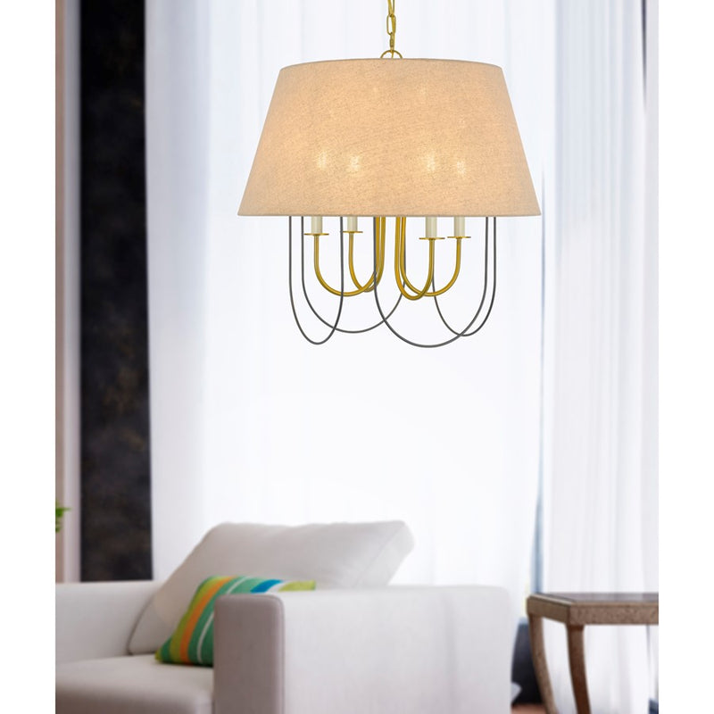 Cal Lighting Eupora 6 Lt Chand, Antique Brass/Black