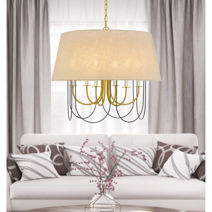 Cal Lighting Eupora 4 Lt Chand, Antique Brass/Black