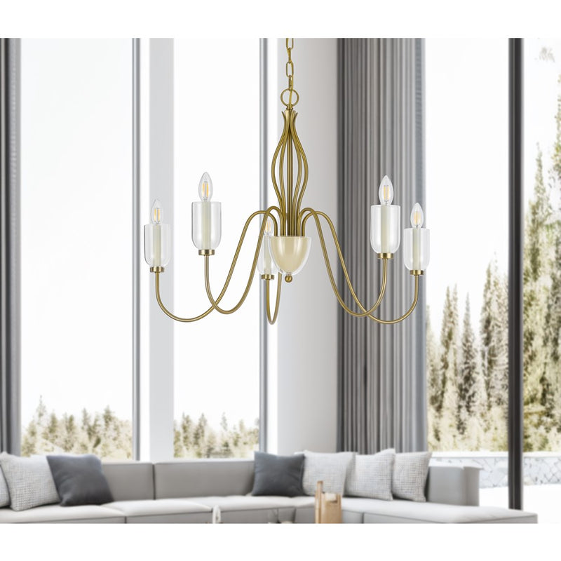 Cal Lighting Kalamaria 5 Lt Chand, Antique Brass