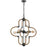 Cal Lighting Tahoka 4Lt Chand, Burlap/Black Iron/Antique Brass