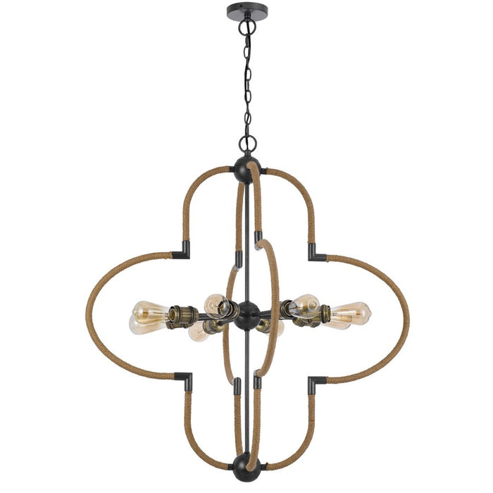Cal Lighting Tahoka 8Lt Chand, Burlap/Black Iron/Antique Brass - FX-3819-8