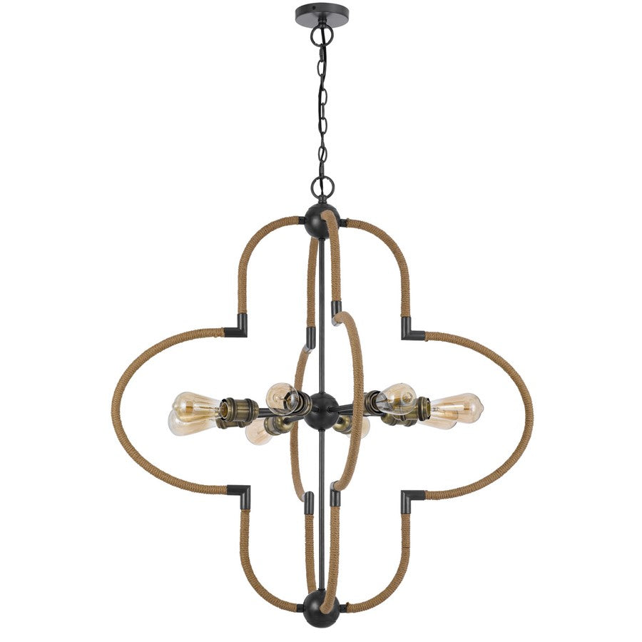 Cal Lighting Tahoka 8Lt Chand, Burlap/Black Iron/Antique Brass - FX-3819-8