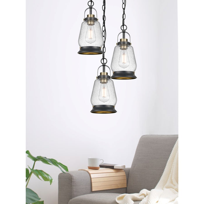 Cal Lighting Kavala 1 Lt Pendants, Black/Antique Brass