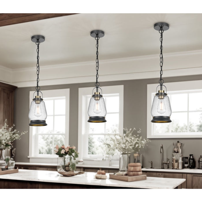 Cal Lighting Kavala 1 Lt Pendants, Black/Antique Brass