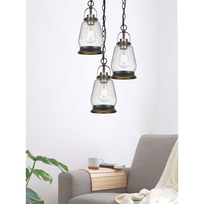 Cal Lighting Kavala 1 Lt Pendants, Black/Antique Brass