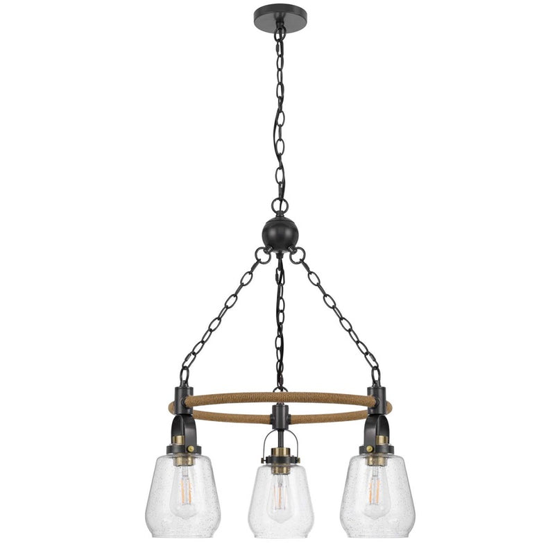 Cal Lighting Kavala 3 Lt Pendants, burlap/Antique Brass - FX-3824-3