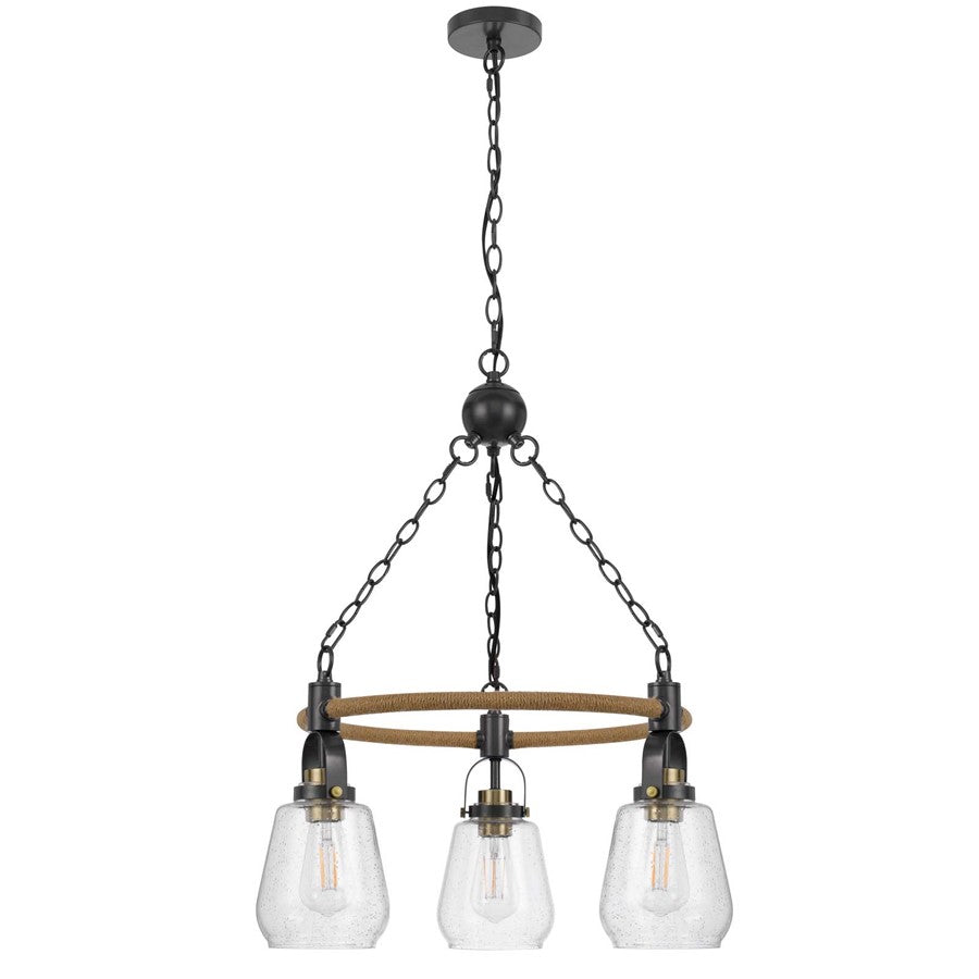 Cal Lighting Kavala 3 Lt Pendants, burlap/Antique Brass - FX-3824-3
