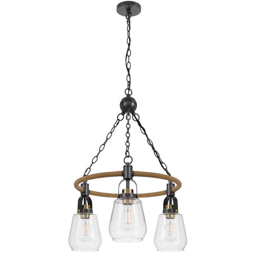 Cal Lighting Kavala 3 Lt Pendants, burlap/Antique Brass