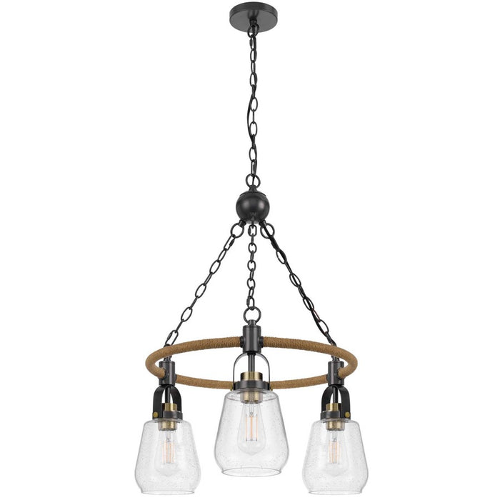 Cal Lighting Kavala 3 Lt Pendants, burlap/Antique Brass