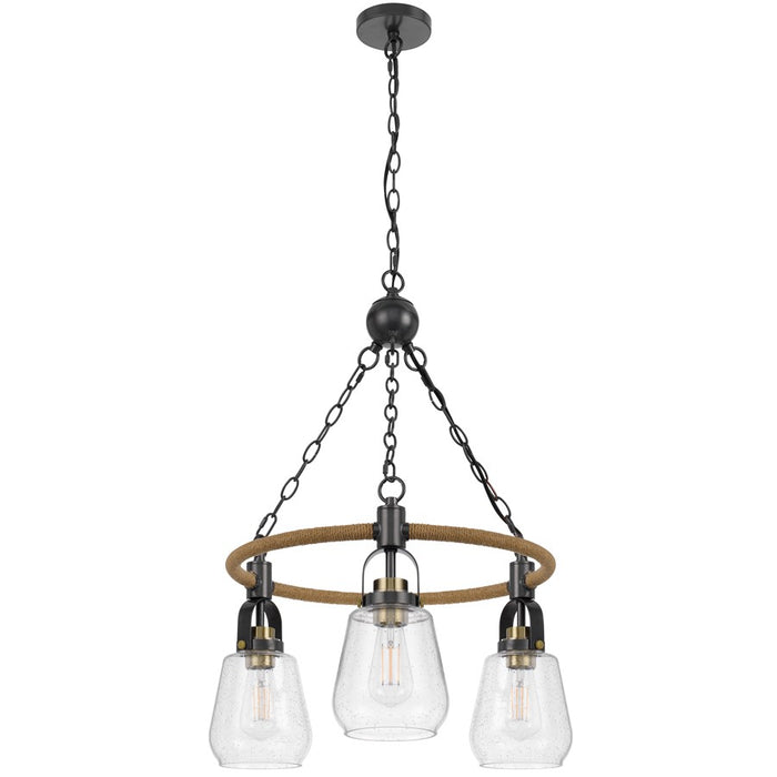 Cal Lighting Kavala 3 Lt Pendants, burlap/Antique Brass