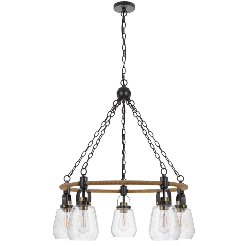 Cal Lighting Kavala 5 Lt Pendants, burlap/Antique Brass - FX-3824-5