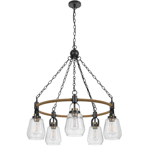 Cal Lighting Kavala 5 Lt Pendants, burlap/Antique Brass