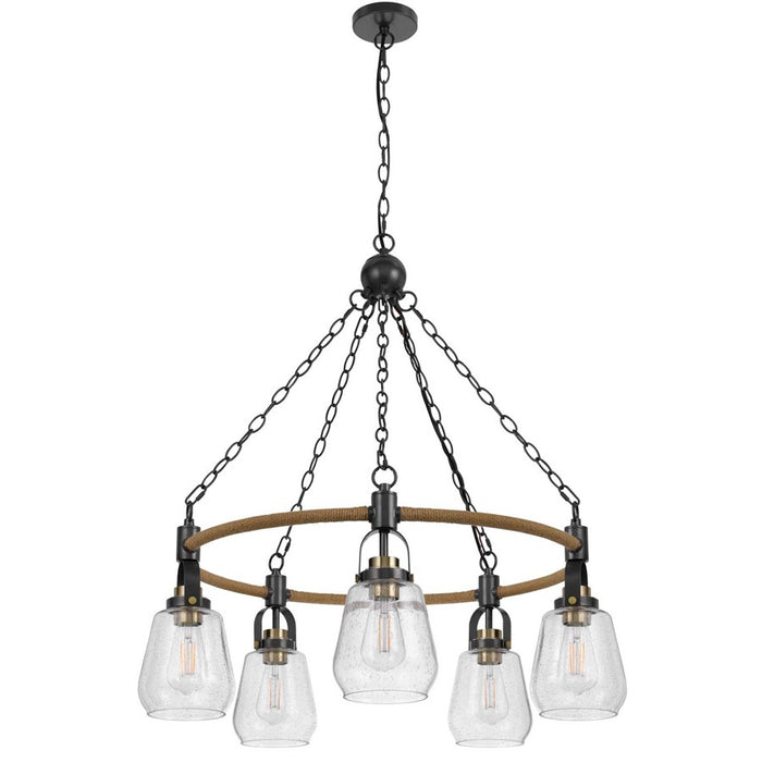 Cal Lighting Kavala 5 Lt Pendants, burlap/Antique Brass