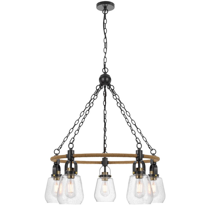 Cal Lighting Kavala 5 Lt Pendants, burlap/Antique Brass