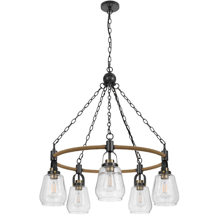 Cal Lighting Kavala 5 Lt Pendants, burlap/Antique Brass