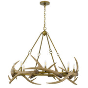 Cal Lighting Sunwashed 39.5in 8-Light Chandelier | Rustic Sunwashed Brass and Resin Antler | Dining Room & Lodge | Model FX-3828-8