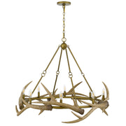 Cal Lighting Sunwashed 39.5in 8-Light Chandelier | Rustic Sunwashed Brass and Resin Antler | Dining Room & Lodge | Model FX-3828-8