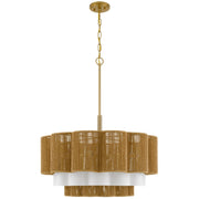 Cal Lighting Rivo 26in 5-Light Chandelier | Antique Brass and Burlap Rope Shade | Living Room & Dining Room | 26 x 38.25 in | Model FX-3830-5