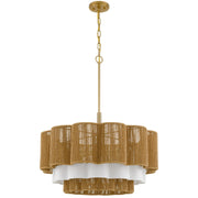 Cal Lighting Rivo 26in 5-Light Chandelier | Antique Brass and Burlap Rope Shade | Living Room & Dining Room | 26 x 38.25 in | Model FX-3830-5