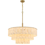 Cal Lighting Torrigiani 32in 11-Light Chandelier | Antique Brass and Faux Alabaster Stone | Living Room & Dining Room | Model FX-3831-11