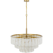 Cal Lighting Torrigiani 32in 11-Light Chandelier | Antique Brass and Faux Alabaster Stone | Living Room & Dining Room | Model FX-3831-11