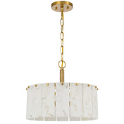 Cal Lighting Torrigiani 16in 3-Light Chandelier | Antique Brass and Faux Alabaster Stone | Bedroom & Dining Room | 16 x 13.375 in | Model FX-3831-3