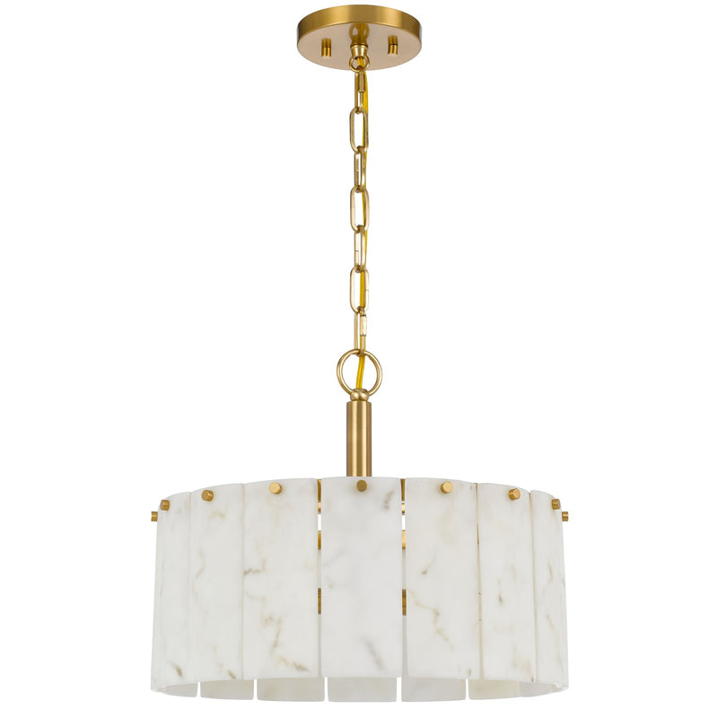 Cal Lighting Torrigiani 16in 3-Light Chandelier | Antique Brass and Faux Alabaster Stone | Bedroom & Dining Room | 16 x 13.375 in | Model FX-3831-3