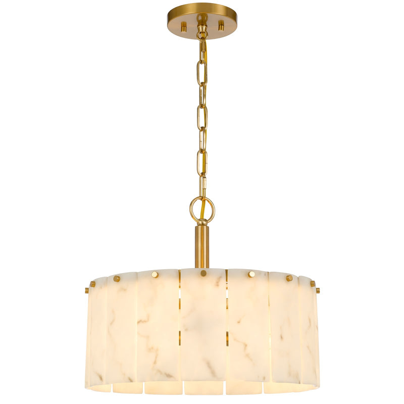 Cal Lighting Torrigiani 16in 3-Light Chandelier | Antique Brass and Faux Alabaster Stone | Bedroom & Dining Room | 16 x 13.375 in | Model FX-3831-3