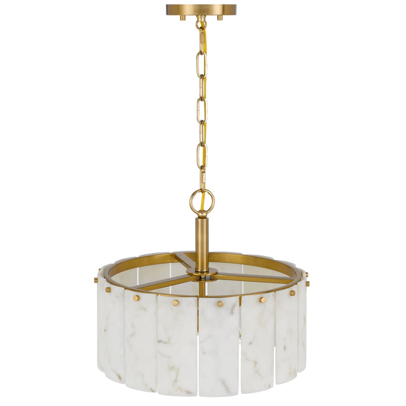 Cal Lighting Torrigiani 16in 3-Light Chandelier | Antique Brass and Faux Alabaster Stone | Bedroom & Dining Room | 16 x 13.375 in | Model FX-3831-3