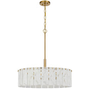 Cal Lighting Torrigiani 24in 5-Light Chandelier | Antique Brass and Faux Alabaster Stone | Living Room & Dining Room | Model FX-3831-5