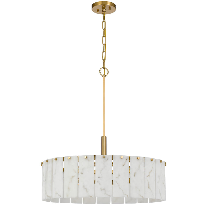 Cal Lighting Torrigiani 24in 5-Light Chandelier | Antique Brass and Faux Alabaster Stone | Living Room & Dining Room | Model FX-3831-5