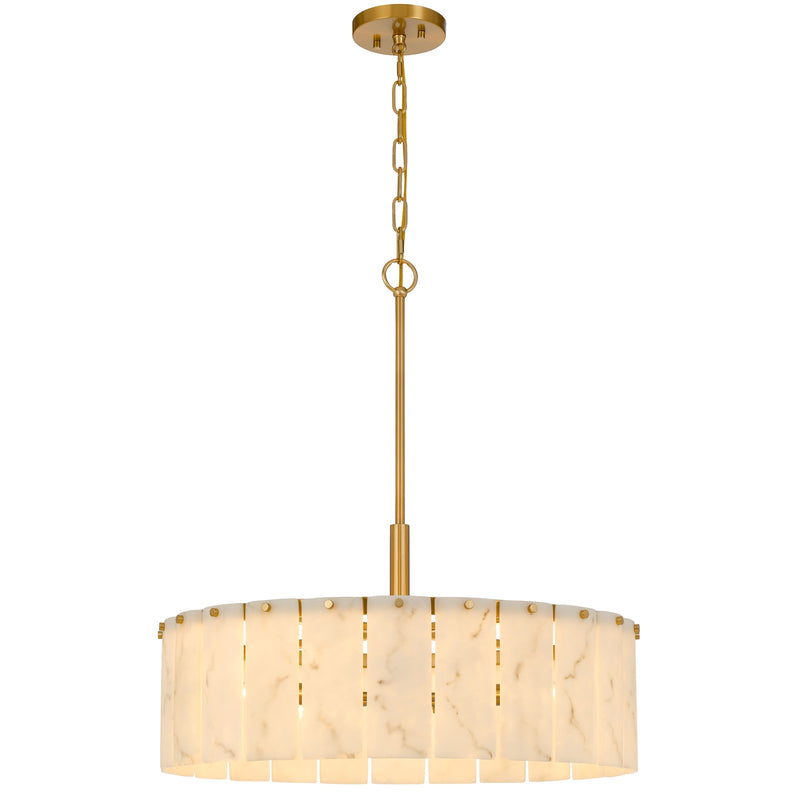 Cal Lighting Torrigiani 24in 5-Light Chandelier | Antique Brass and Faux Alabaster Stone | Living Room & Dining Room | Model FX-3831-5
