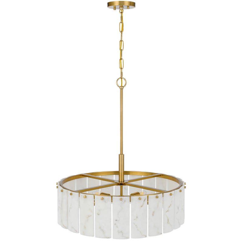 Cal Lighting Torrigiani 24in 5-Light Chandelier | Antique Brass and Faux Alabaster Stone | Living Room & Dining Room | Model FX-3831-5