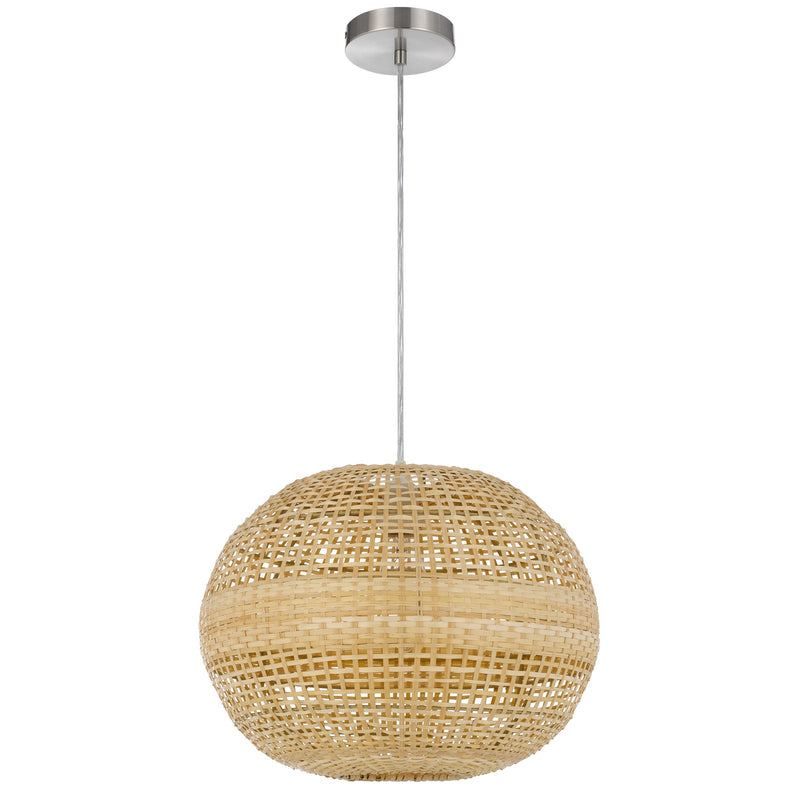 Cal Lighting Obu 16in 1-Light Pendant | Contemporary Bamboo and Bamboo Shade | Bedroom & Living Room | 15.75 x 4.75 x 11.75 in | Model FX-3832-1
