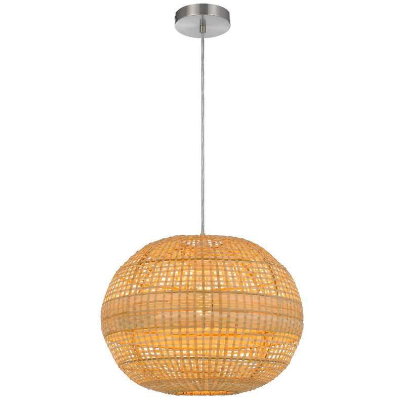 Cal Lighting Obu 16in 1-Light Pendant | Contemporary Bamboo and Bamboo Shade | Bedroom & Living Room | 15.75 x 4.75 x 11.75 in | Model FX-3832-1