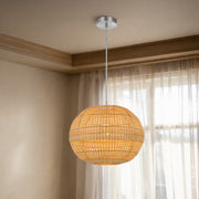 Cal Lighting Obu 16in 1-Light Pendant | Contemporary Bamboo and Bamboo Shade | Bedroom & Living Room | 15.75 x 4.75 x 11.75 in | Model FX-3832-1