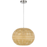 Cal Lighting Obu 16in 1-Light Pendant | Contemporary Bamboo and Bamboo Shade | Bedroom & Living Room | 15.75 x 4.75 x 11.75 in | Model FX-3832-1