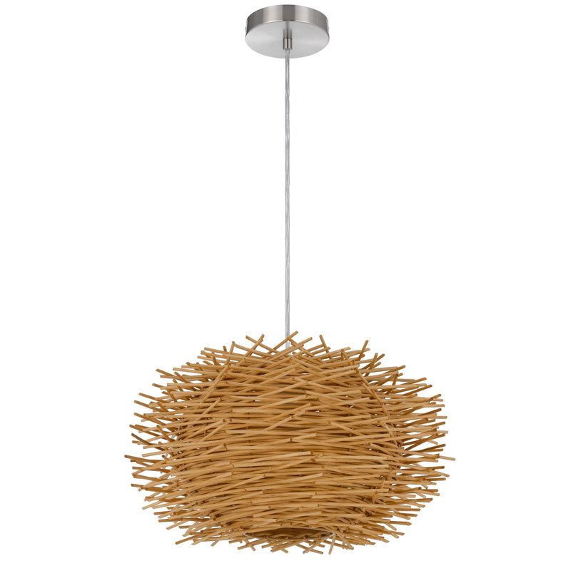 Cal Lighting Ekaha 16in 1-Light Pendant | Contemporary Rattan and Rattan Shade | Bedroom & Living Room | 16 x 4.75 x 9.5 in | Model FX-3833-1