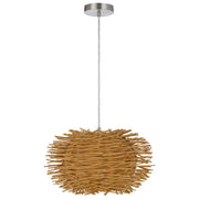 Cal Lighting Ekaha 16in 1-Light Pendant | Contemporary Rattan and Rattan Shade | Bedroom & Living Room | 16 x 4.75 x 9.5 in | Model FX-3833-1