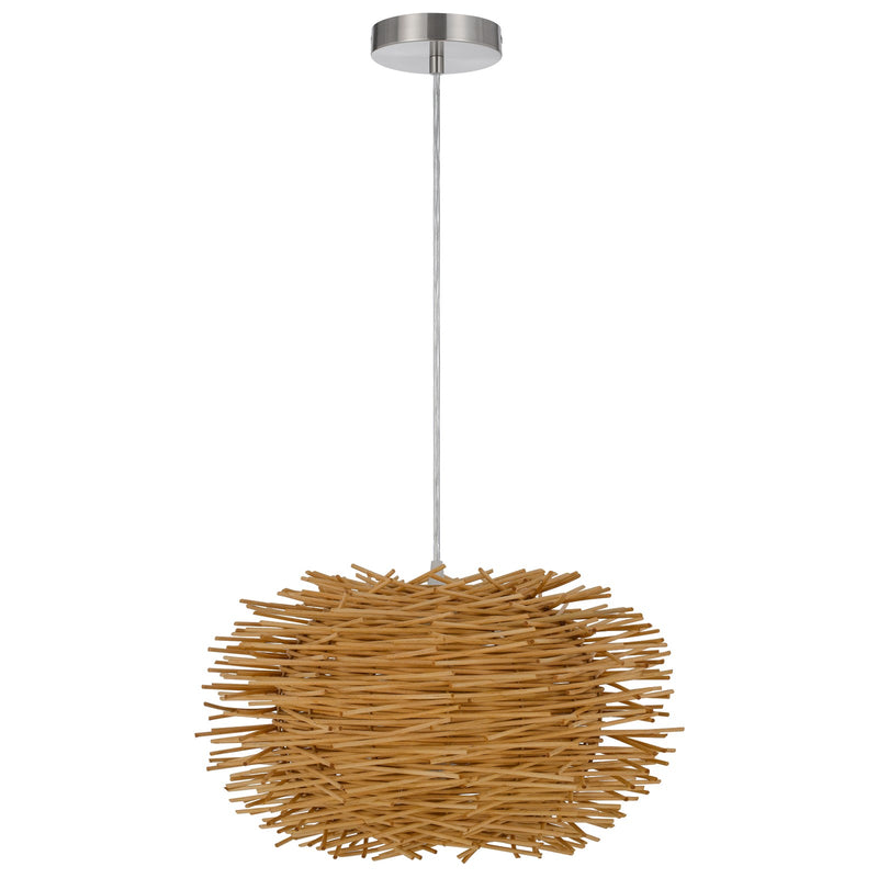 Cal Lighting Ekaha 16in 1-Light Pendant | Contemporary Rattan and Rattan Shade | Bedroom & Living Room | 16 x 4.75 x 9.5 in | Model FX-3833-1