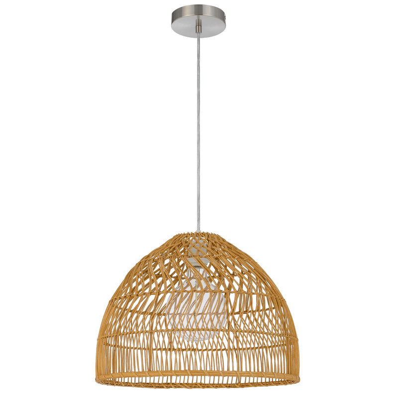 Cal Lighting Hialoa 16in 1-Light Pendant | Contemporary Rattan and Rattan Shade | Bedroom & Living Room | 16 x 4.75 x 11.75 in | Model FX-3834-1