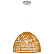 Cal Lighting Hialoa 16in 1-Light Pendant | Contemporary Rattan and Rattan Shade | Bedroom & Living Room | 16 x 4.75 x 11.75 in | Model FX-3834-1