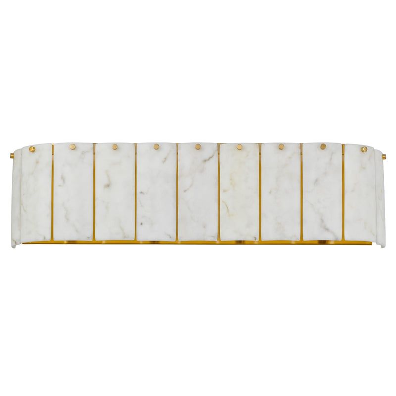 Cal Lighting Torrigiani 4-Light Vanity Sconce | Modern Antique Brass and Faux Alabaster Stone | Bathroom & Bedroom Vanity Light | Model WL-3831-4