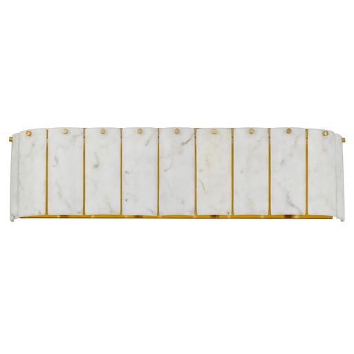 Cal Lighting Torrigiani 4-Light Vanity Sconce | Modern Antique Brass and Faux Alabaster Stone | Bathroom & Bedroom Vanity Light | Model WL-3831-4