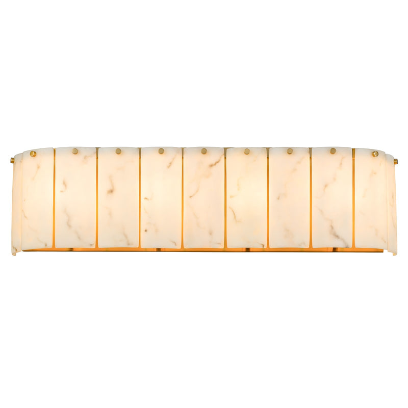 Cal Lighting Torrigiani 4-Light Vanity Sconce | Modern Antique Brass and Faux Alabaster Stone | Bathroom & Bedroom Vanity Light | Model WL-3831-4