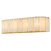 Cal Lighting Torrigiani 4-Light Vanity Sconce | Modern Antique Brass and Faux Alabaster Stone | Bathroom & Bedroom Vanity Light | Model WL-3831-4