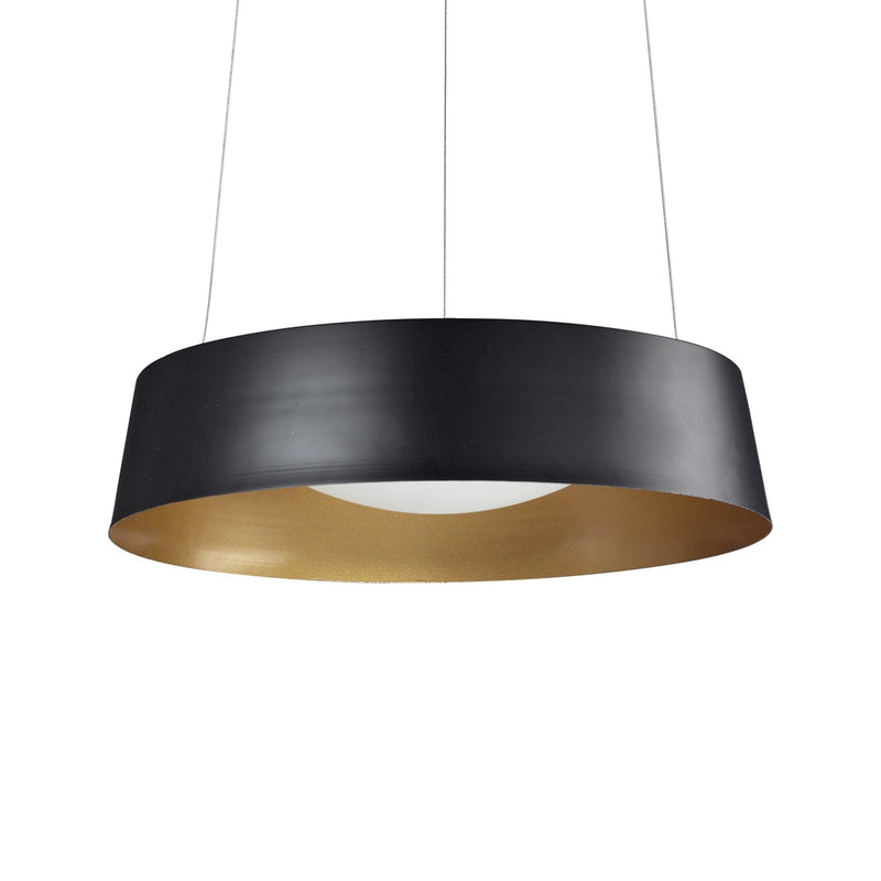 Kuzco Sampson 16in 1-Light LED Pendant | Modern Black and White Acrylic Diffuser | Kitchen Island & Dining Room | 16.5 x 3.5 in | Model 401207BK-LED